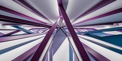 abstract geometric shapes in purple blue form an optical illusion of depth perspective. photo