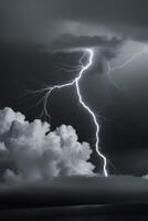 Abstract depiction of a thunderstorm with jagged lines representing lightning over dark clouds. photo