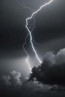 Abstract depiction of a thunderstorm with jagged lines representing lightning over dark clouds. photo