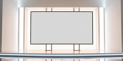 Sleek Event Stage with Big Blank Screen Mockup and Modern Design for Corporate Presentations. photo