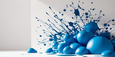 blue color splatter and blob texture background. photo