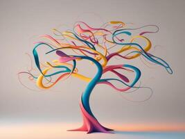 A vibrant abstract tree intertwines colors and shapes in a playful dance of creativity. photo