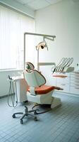 Dentists chair in a light filled clinic conveys professionalism and warmth Vertical Mobile Wallpaper photo
