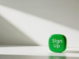 Sleek Green Sign Up Button with Rounded Edges. photo