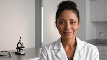 An art generator interpreting the concept of female scientists in medicine. photo