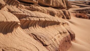 Rugged desert sandstone texture with rugged grooves. photo