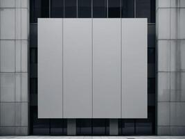 Blank Billboard on Urban Building Facade. photo