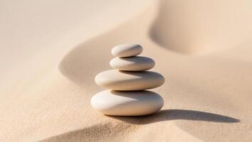 A stack of pebbles sitting on top of each other on a beach. photo