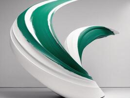 Abstract art with a large swirl in green and white showcasing textured brush strokes. photo