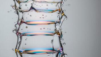 Playful interaction of light and color within suspended water droplets. photo