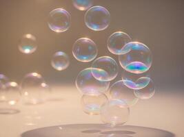 Colorful Floating Bubbles with Soft Light Reflections. photo