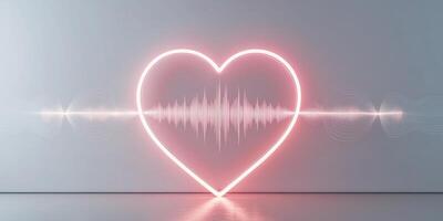 Glowing Heart Shape with Pulsing Sound Waves. photo