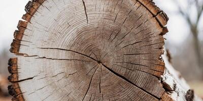 A close up of the bark of a tree that has been cut down. photo