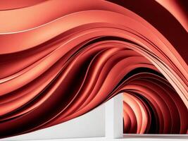 abstract red and orange smooth flowing wave lines background. photo