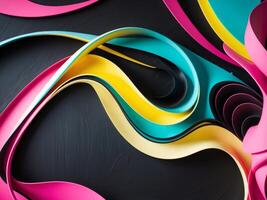Abstract modern background forming colorful swirls on black with dynamic lines and curves. photo