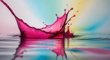 Pink Liquid Splashing into a Pool of Color. photo