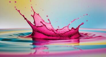 Pink Liquid Splashing into a Pool of Color. photo