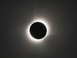 solar eclipse with halo of light on dark background. photo