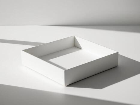 empty white rectangle platform box simple mockup. photo