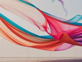 Abstract colorful fabric flowing in wind soft and delicate. photo