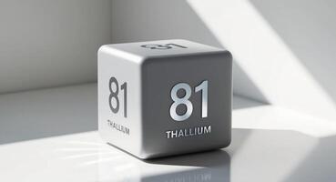 Cube with Thallium number 81 periodic table. photo