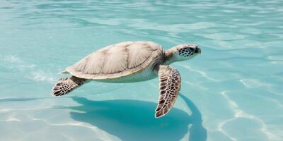 Graceful Sea Turtle Glide in Crystal Clear Waters. photo