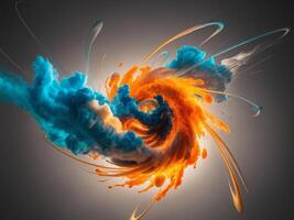Explosive Abstract Vortex of Vibrant Colors and Dynamic Shapes Resembling a Stunning Cosmic Blast. photo