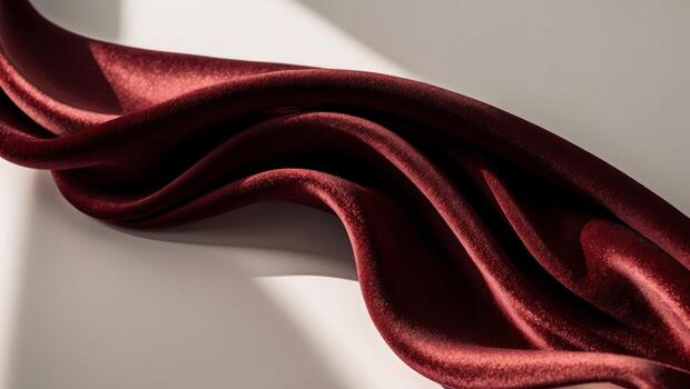 Luxurious swirl of ruby red fabric texture for elegant design concepts. photo