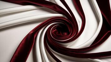 Luxurious swirl of ruby red fabric texture for elegant design concepts. photo