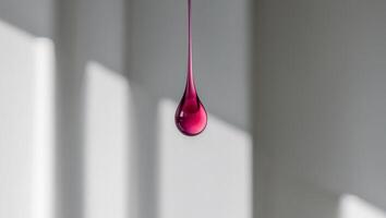 Elegance in simplicity A single drop of pink liquid. photo