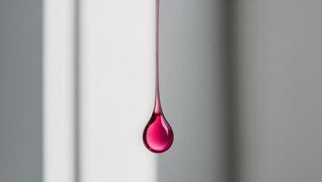 Elegance in simplicity A single drop of pink liquid. photo