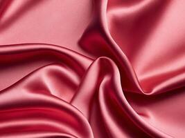 Luxurious red satin fabric with soft fluffy texture. photo