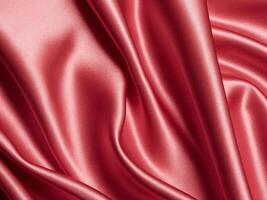 Luxurious red satin fabric with soft fluffy texture. photo