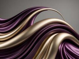 Luxurious and elegant backdrop featuring flowing waves of metallic gold and purple hues. photo