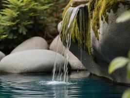 Natures serene spectacle A waterfall cascading into a tranquil pool. photo