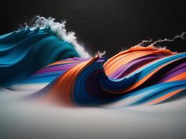 Abstract Colorful Waves Flowing Dynamically Across Dark Background. photo