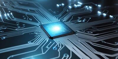 Abstract Circuit Board Background with Glow. photo