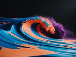 Abstract Colorful Waves Flowing Dynamically Across Dark Background. photo