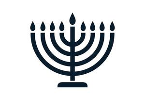 Hanukkah menorah icon. Hanukkiah. Flat style minimalist element. Simple illustration vector