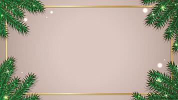 Winter background with fir branches and golden frame vector