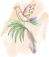 Abstract Bird Perched on Tropical Palm Branch Colorful tree Watercolor Illustration vector