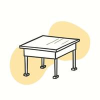 A drawing of a table with legs on it vector