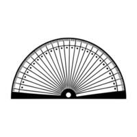 A black and white illustration of a protractor vector