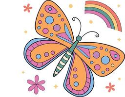 Boho Butterfly Colorful tropical butterfly moth vector