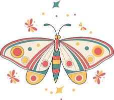 Boho Butterfly Groovy butterfly retro colour vector