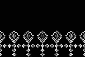 Black color background fabric pattern ethnic pattern motif ornament decoration. vector