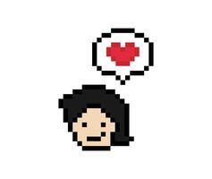 8-bit design of man male boy and red heart like enjoy cute cartoon pixel. vector
