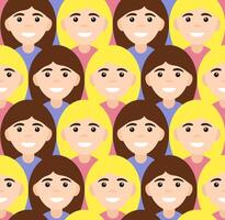Seamless pattern of flat girl smiling faces vector