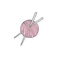 Knitting threads and needle vector