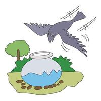 A crow is flying here and there in search of water vector